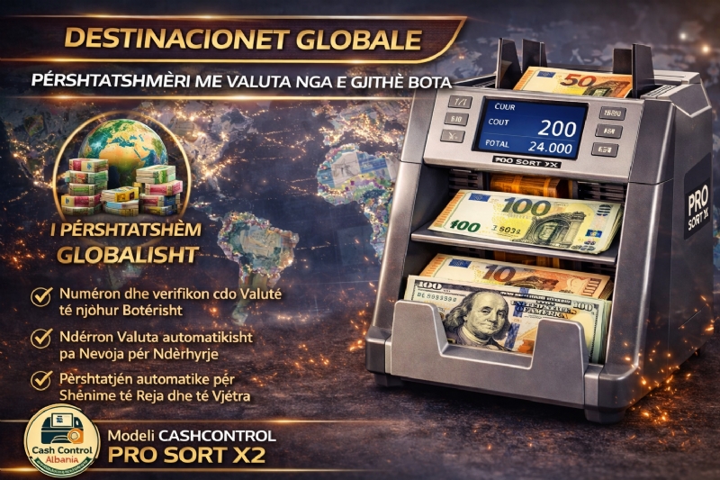 Numerues euro dollar Model CASHCONTROL PRO SORT X2 nga CASH CONTROL ALBANIA, makineri numerimi cash biznes Albania, numerues parash profesional, pajisje numerimi moderne automatik cash, pajisje bankare Shqiperi, pajisje financiare moderne