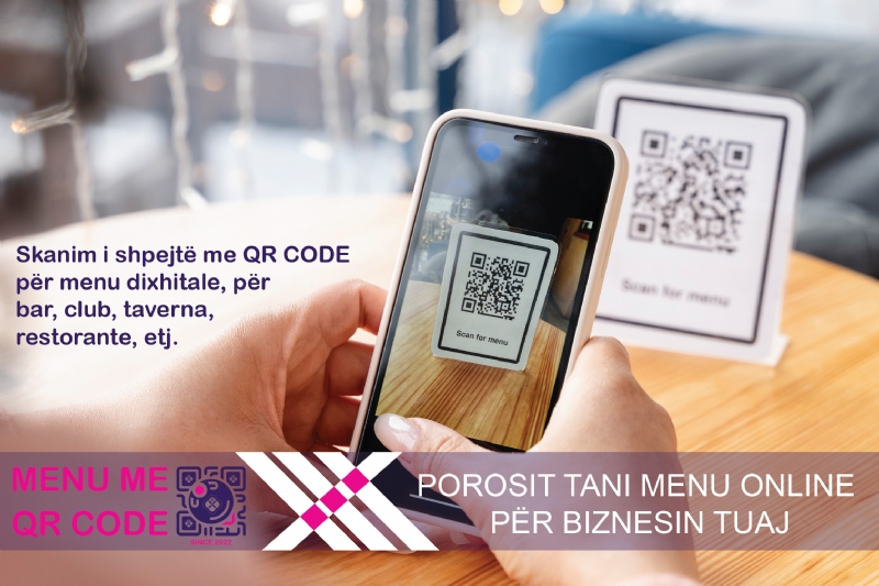 QR Code menu tavoline, QR Code menu shqip, QR Code per klientet, QR per menu online, QR Menu per lokale, QR Menu holders, QR Menu printing, Menu online me një skanim, Menu me QR Code, Menu me kontakt QR Code