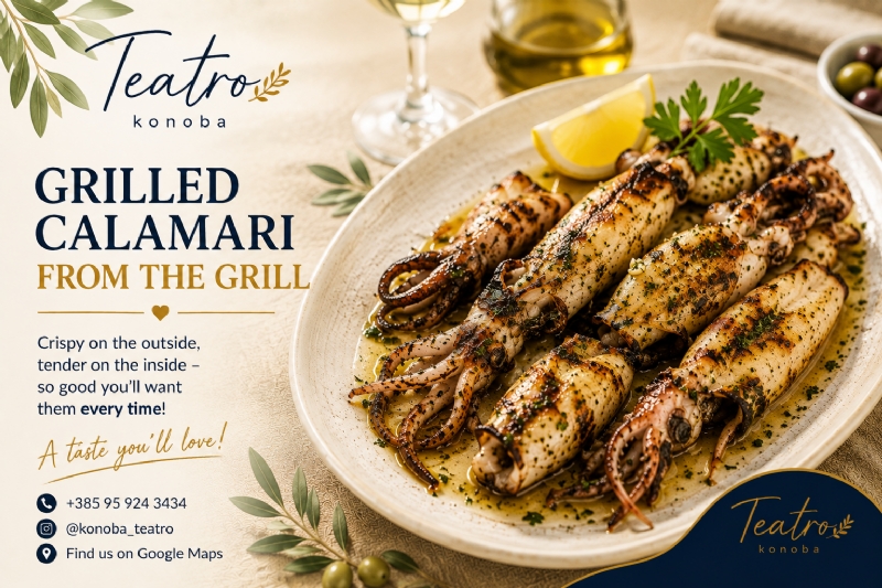 Grilled Squid – a Taste of the Adriatic That Wins You Over from the First Bite | Konoba Teatro Zadar