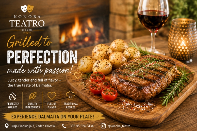 Grilled to perfection – juicy steak, Mediterranean flavours and a taste of Dalmatia in the heart of Zadar