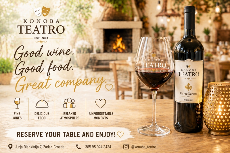 Good wine, good food, great company – enjoy a relaxed Dalmatian evening at Konoba Teatro in Zadar