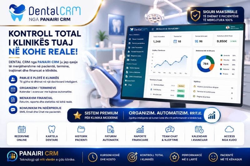 A e dini pse klinikat moderne po kalojnë te DENTAL CRM nga PANAIRI CRM përpara konkurrencës dhe po rrisin organizimin profesional?