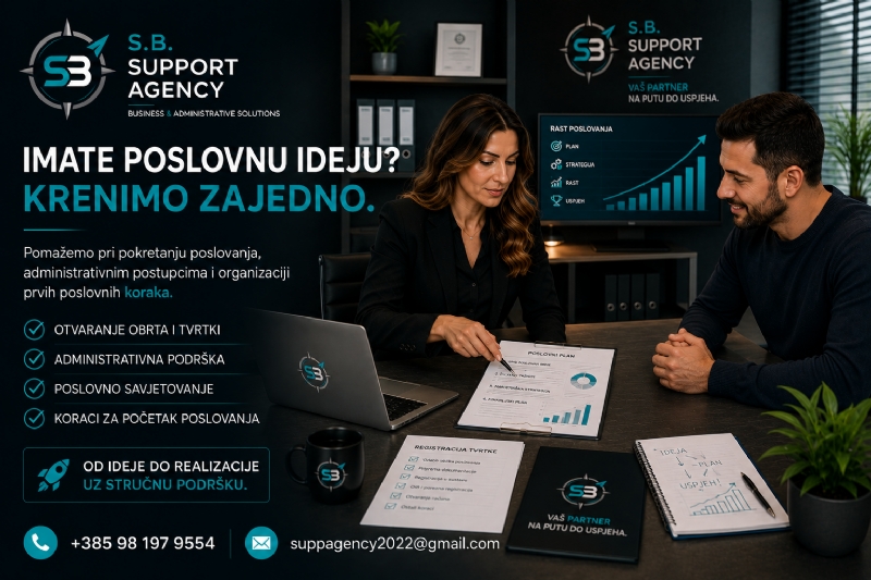 Imate poslovnu ideju? Krenimo zajedno od prvog koraka do uspješnog i organiziranog poslovanja